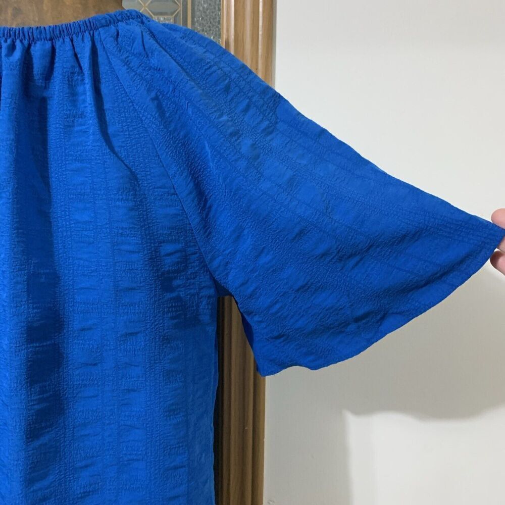Counterparts Bell Sleeve Tie Button Top Women’s Small Blue - Picture 4 of 9